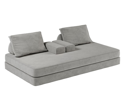 Multifunctional Convertible Sofa Bed With 2 Tumbler Backrests And 2 Pillows, Deep Seat Couch