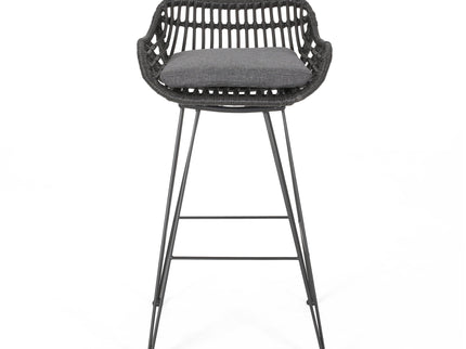 Outdoor Rattan Bar Chair With Metal Legs