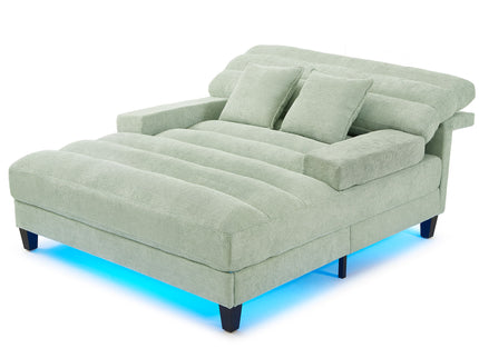 Chaise Bed Lounge Sofa Chair With Adjustable Backrest And LED Light Strip