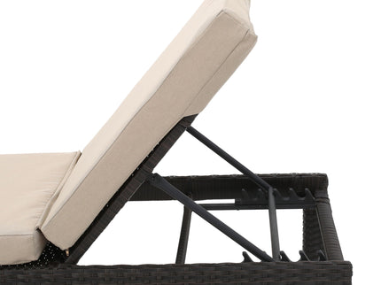 Puerta - Chaise Lounge Frame Cushion Outdoor Wicker Iron - Beige / Dark Brown
