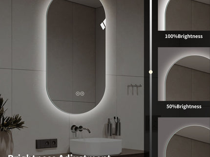 Smart Wall Mounted LED Touch Screen Mirror With Anti-Fog Function And Adjustable Lighting