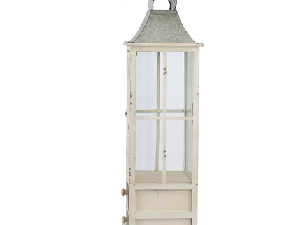 Wooden Candle Lantern Decorative, Hurricane Lantern Holder Decor For Indoor Outdoor, Home Garden Wedding - Ivory