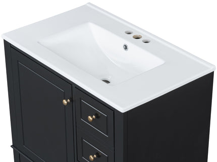 Freestanding Bathroom Vanity With Sink, Soft Close Door, 3 Drawers