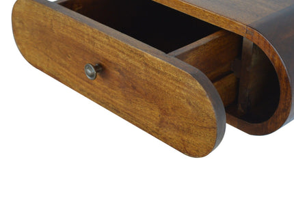 Wall Mounted Round Bedside Table - Chestnut