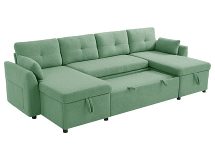 U-Shaped Sectional Sofa Bed With Storage And USB Ports