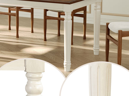 Rectangular Dining Table With Framed Top And Turned Legs - Natural