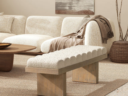 Bella - Upholstered Modern Accent Bench - Ivory White