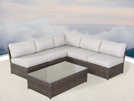 Comfortable Modern Patio Rattan Sectional Set With Cushions