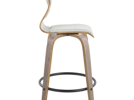 Folia - Contemporary Fixed Height Stool With Swivel With Round Footrest (Set of 2)