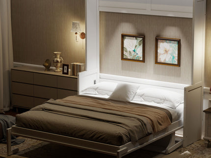 Murphy Bed With Desk, LED Lights & USB Charging Station