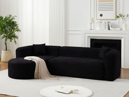 L - Shape Boneless Cloud Couch With 2 Throw Pillows For Living Room