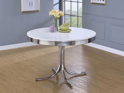 Retro Round Dining Table - White