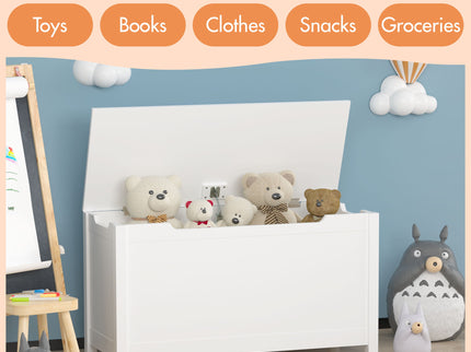 Toy Box Storage With Safety Hinged Lid