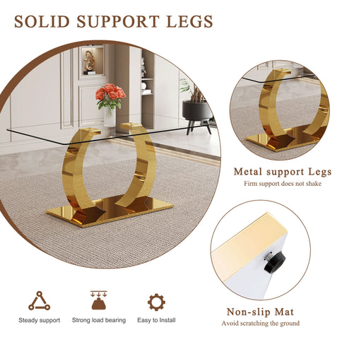 Dining Table For Living Spaces - Gold / Transparent