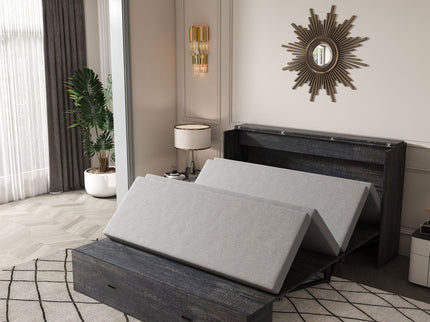 Full Murphy Bed With Storage Drawers, Charging Station, Foldable Panels, And Silent Swivel Wheels