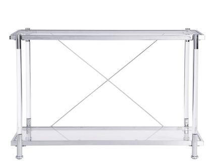 Chrome Glass Sofa Table, Acrylic Side Table, Console Table For Living Room & Bedroom - Chrome