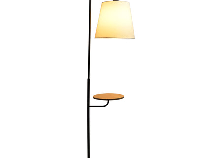 Seoul - Floor Lamp With Rotary Switch Wood Table Base - Black / White