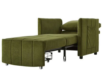Upholstered Convertible Sleeper Sofa With 5 Position Backrest, Side Pockets, Storage