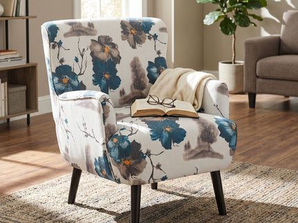 Armchair With Round Arm - White / Blue