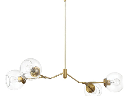 Jewel - 4 Lights Chandelier Ceiling Hanging Light Fixture - Clear / Gold