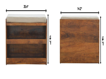 Pull Out Shoe Bench - Chestnut / Mud Linen