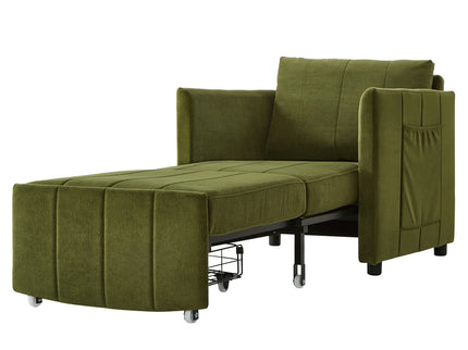Upholstered Convertible Sleeper Sofa With 5 Position Backrest, Side Pockets, Storage