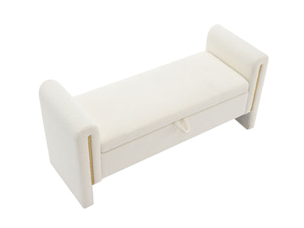 Modern Teddy Upholstered Large Bed End Bench With Arms And Storage