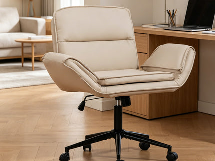 Criss Cross Swivel Desk Chair With Adjustable Armrests & Wheels For Home Office
