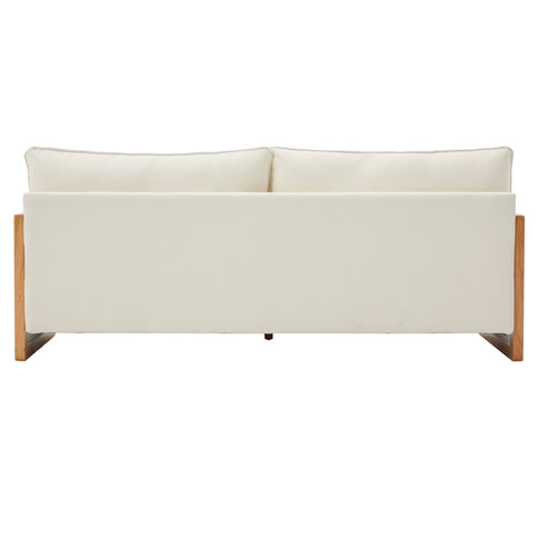 Modern 3 Seater Sofa With Wood Armrests
