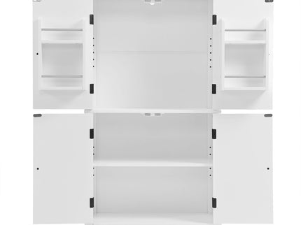 Elegant Bathroom Floor Storage Cabinet With 4 Doors, Adjustable Shelves