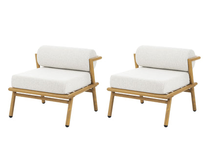 La Fiora - Outdoor Patio Iron Club Chair (Set of 2) - Off White / Teak
