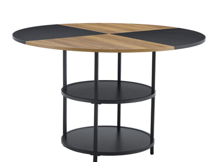 Diameter - Modern Splicing Circular Dining Table Double Layer Storage - Wood / Black