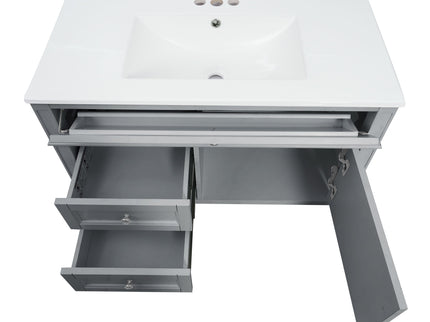 Modern Wall Mounted Floating Cabinet With Double Drawer And Sink