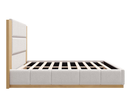 Modern Upholstered Platform Bed With Extended Headboard