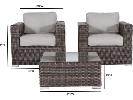 Wicker Seating Group Set With Table And Cushions