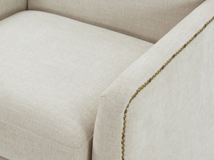 Tolland - Swivel Accent Chair With Antique Brass Nailhead Trim - Beige