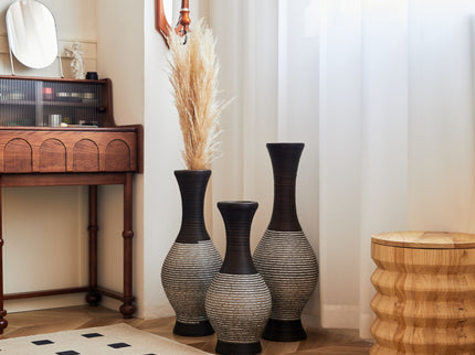Tall Designer Floor Vase With Elegant 2 Tone