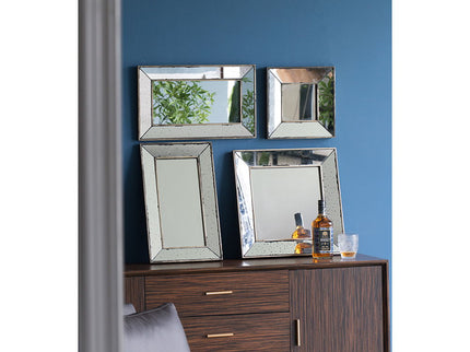 Distressed Accent Mirror, Traditional Style Framed Wall Mirror For Living Room