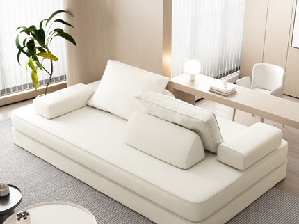 Multifunctional Convertible Sofa Bed With 2 Tumbler Backrests And 2 Pillows, Deep Seat Couch