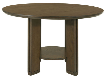Crispin - 5 Piece Round Dining Table Set With Upholstered Chairs - Brown