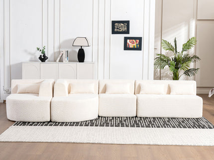Upholstered Sofa Free Combined Sofa Couch With 2 Chaise Lounge And Five Back Pillows For Living Room