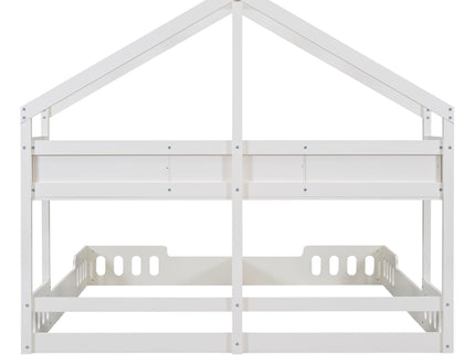 Twin Size Platform Bed With Shared Design, Guardrails, And Built In Shelves - Creamy White