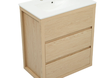 Double Sinks Bathroom Vanity Set With 2 Ceramic Basins