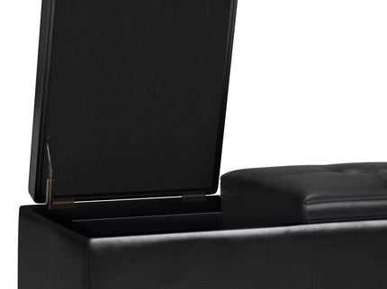 Avalon - Tray Storage Ottoman With Lift Up Lids - Midnight Black