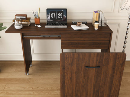 Folding Desk With Mirror And Storage Stol For Bedroom