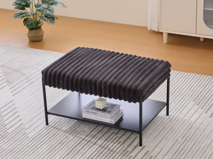 Upholstered Ottoman Coffee Table Foot Rest With Open Storage