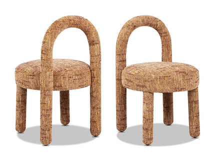 Penny - Round Arched Upholstered Dining Side Chair (Set of 2) - Golden Rust Orange