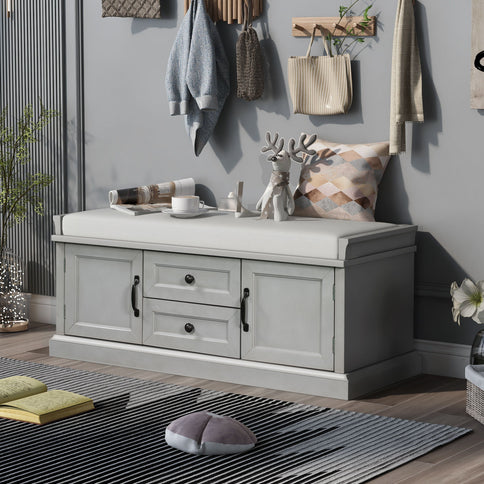 Hearth & Haven Daisy - Storage Bench With 2 Drawers And 2 Cabinets