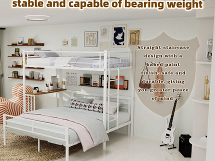 Bunk Bed With Built In Desk & Guardrail Frame