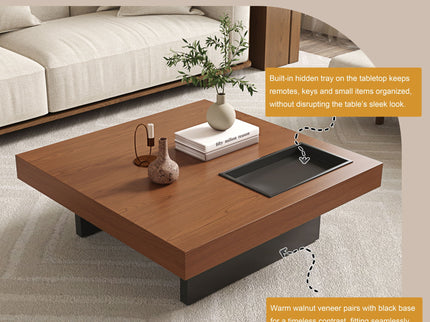 Square Floating Coffee Table For Living Room - Dark Walnut